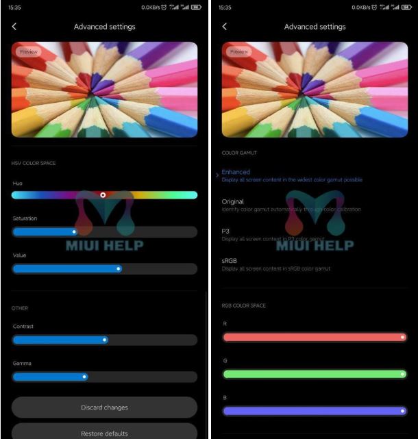 colores en miui 11.1