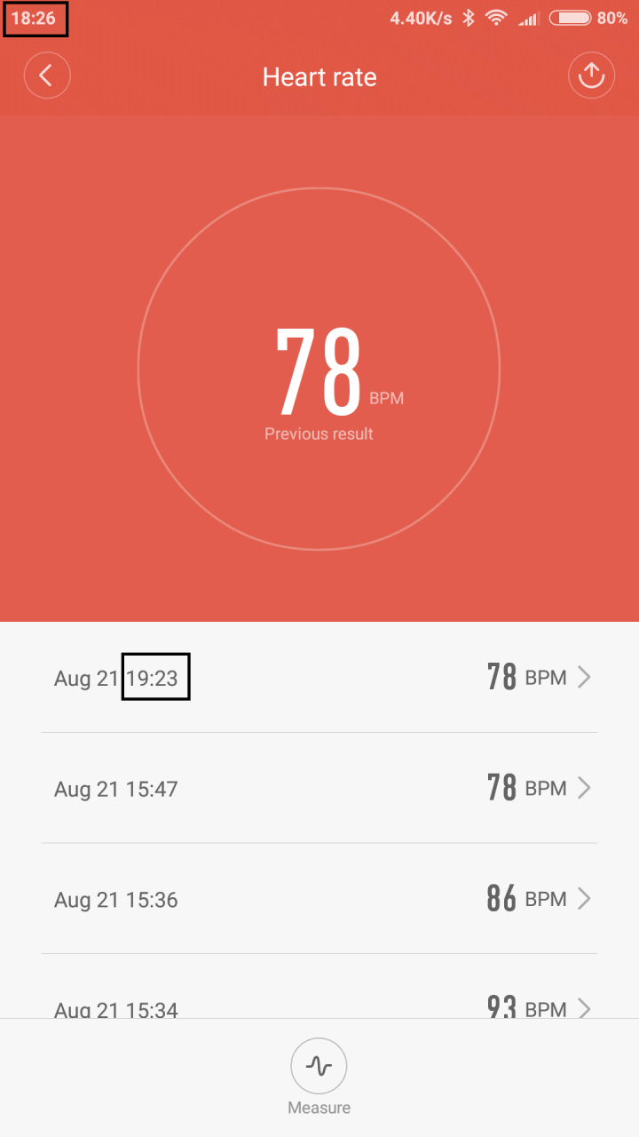 El tiempo de frecuencia cardíaca en la aplicación Mi fit siempre es una hora después del tiempo real ...