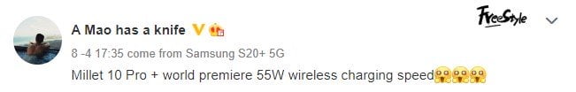 Carga inalámbrica Xiaomi Mi 10 Pro + 55W