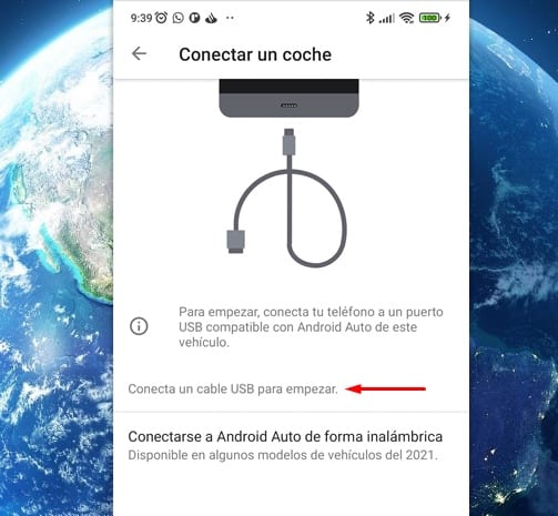 conectar por cable android auto