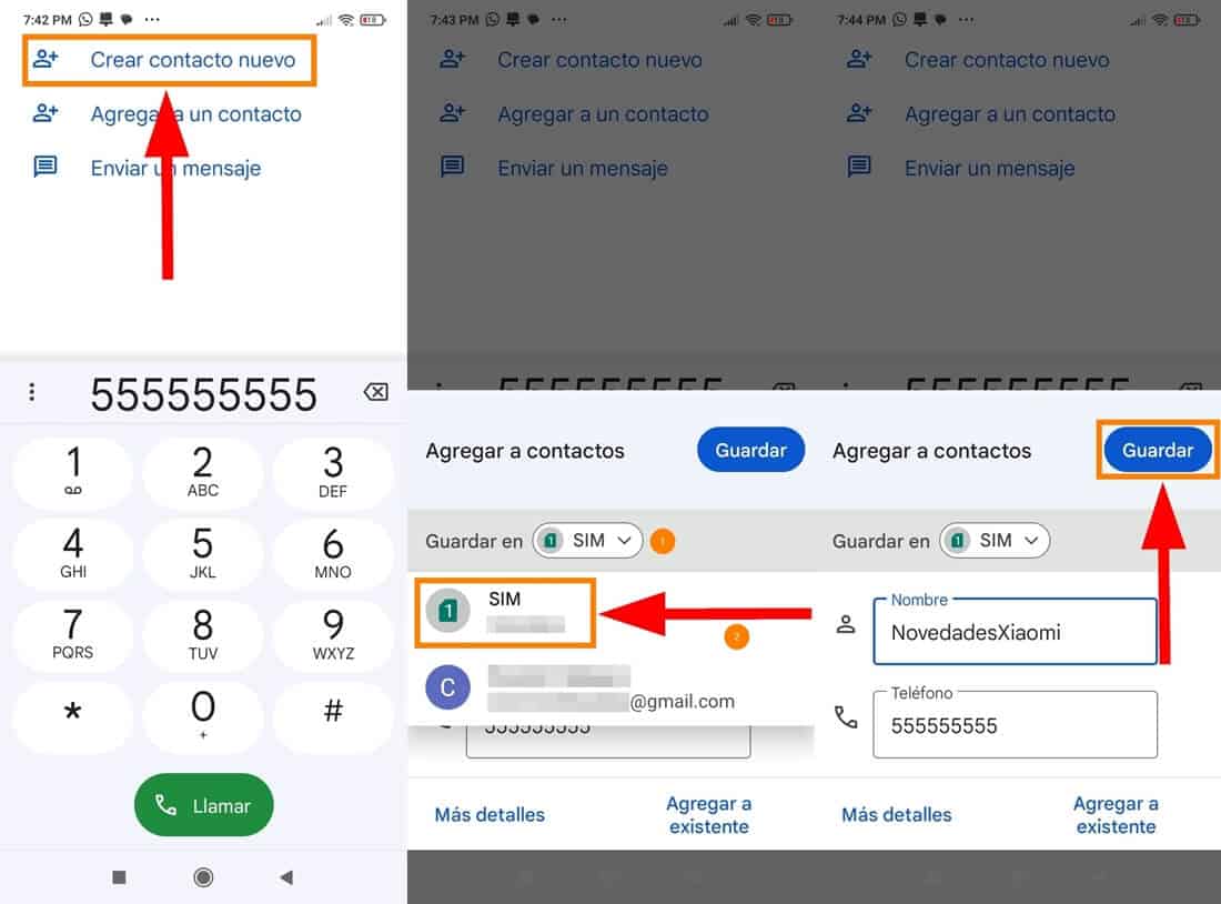 Guardar contactos SIM Xiaomi