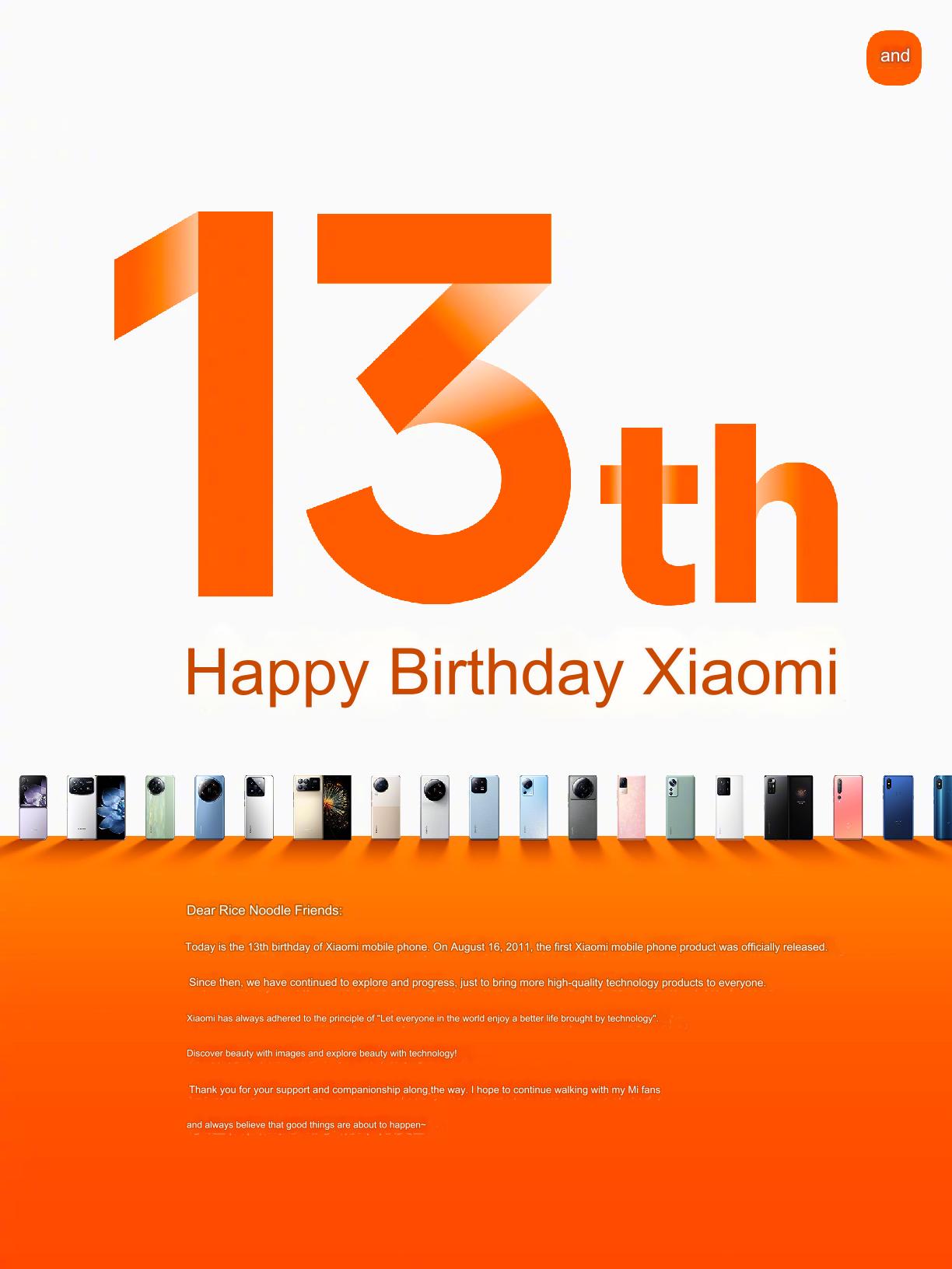 Felicitaciones por el día 13 Xiaomi.