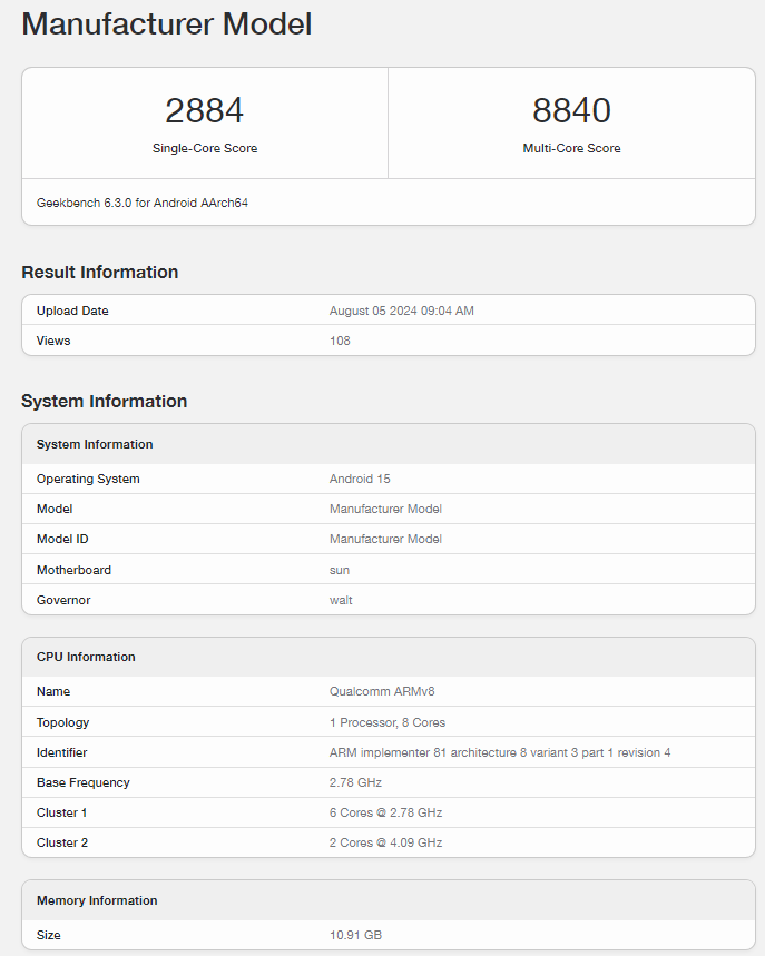 Snapdragon 8 Gen 4 Geekbench