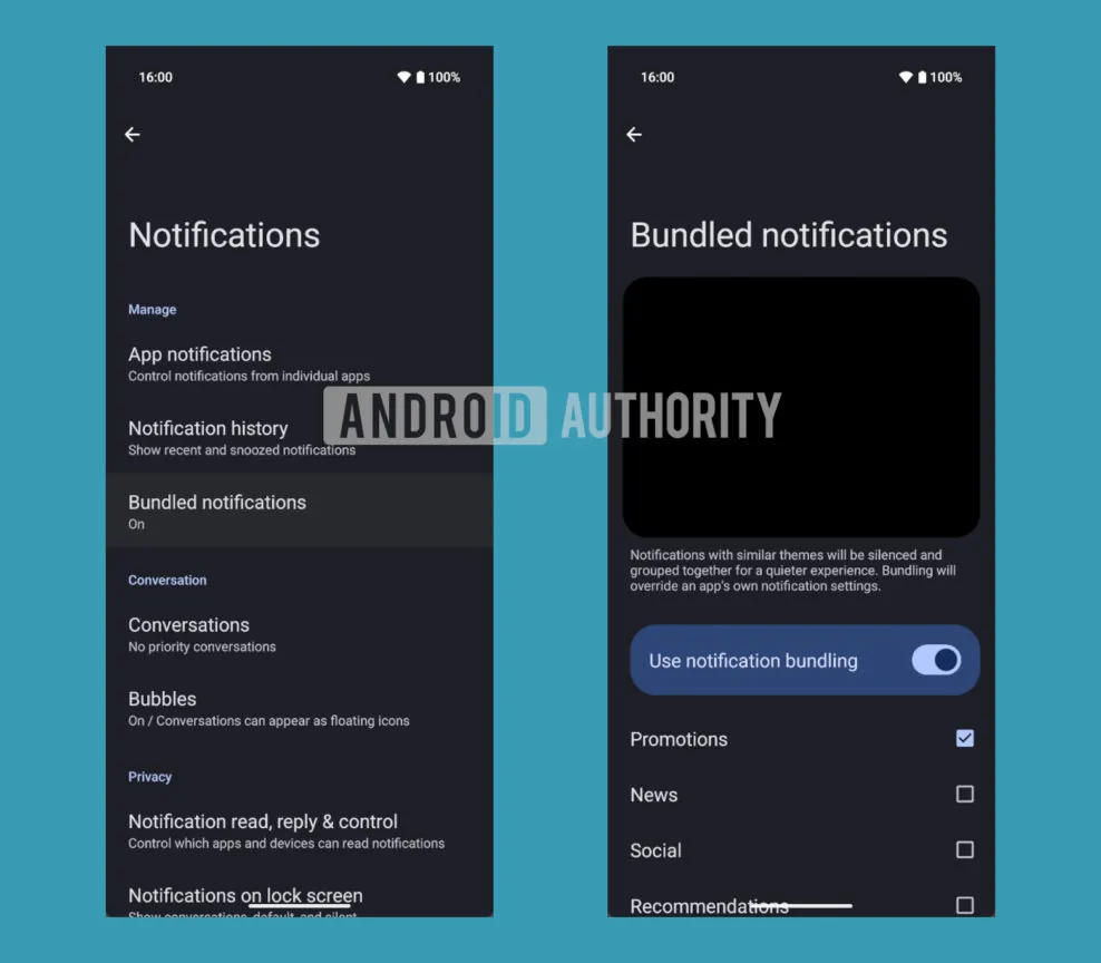 Notificaciones empaquetadas