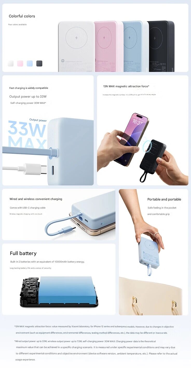 Lanzamiento del Xiaomi Magnetic Power Bank 10000mAh 33W: lo mejor para iPhone 4 Banco de energía magnético Xiaomi 10k mAh 2