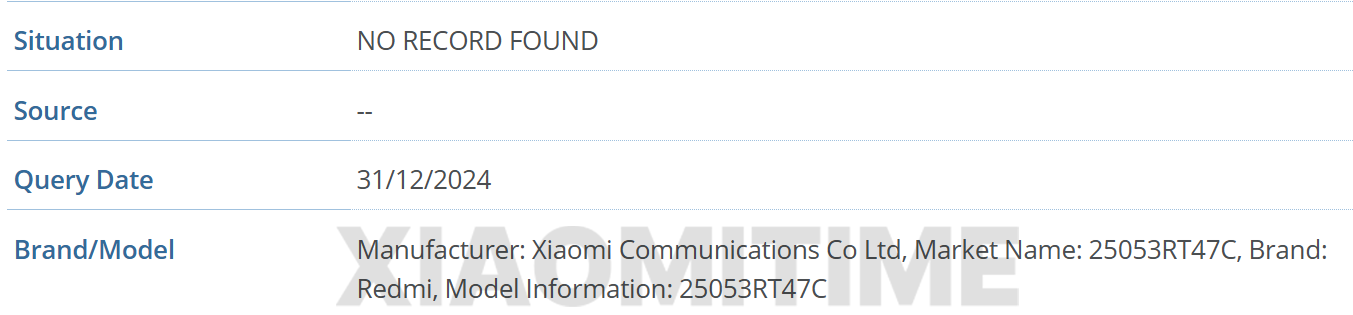 Exclusivo: se filtraron detalles de la serie Poco F7 4 Redmi Turbo 4 Pro 25053RT47C