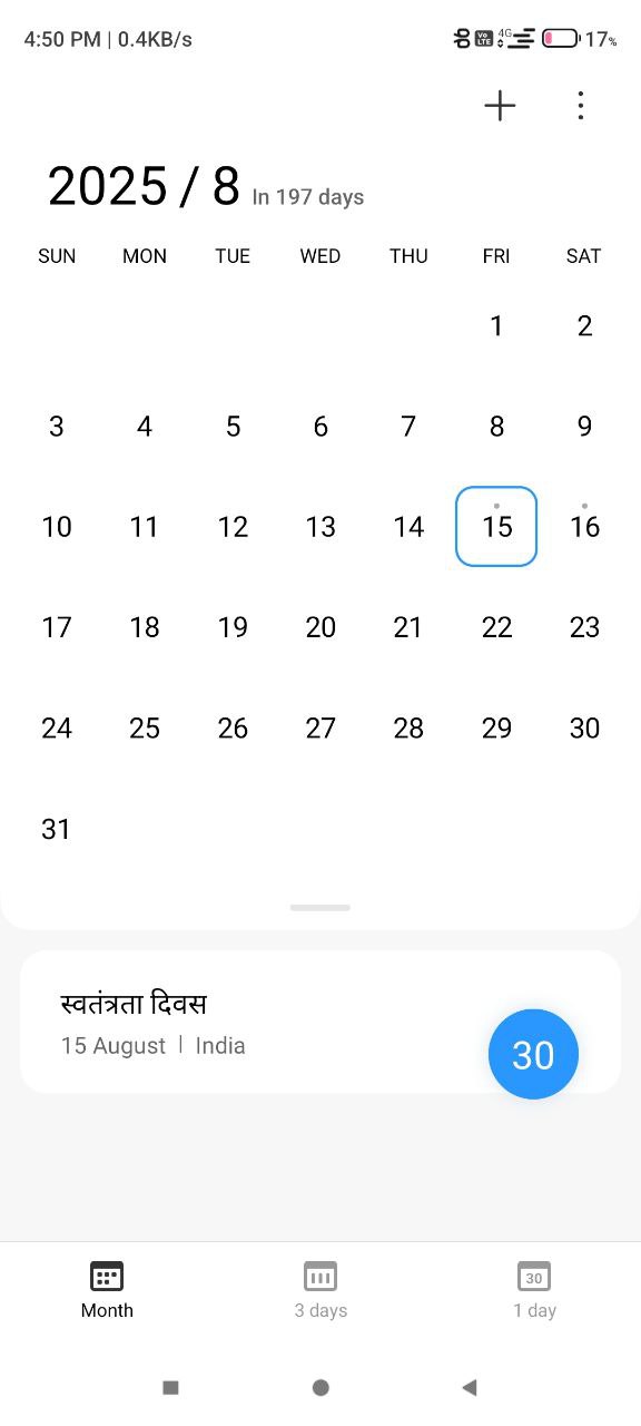 Calendario de Xiaomi 7