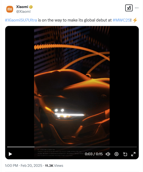 Xiaomi Su7 Ultra para comenzar en MWC 2025 4 Worldwide Captura de pantalla 2025 02 20 154743