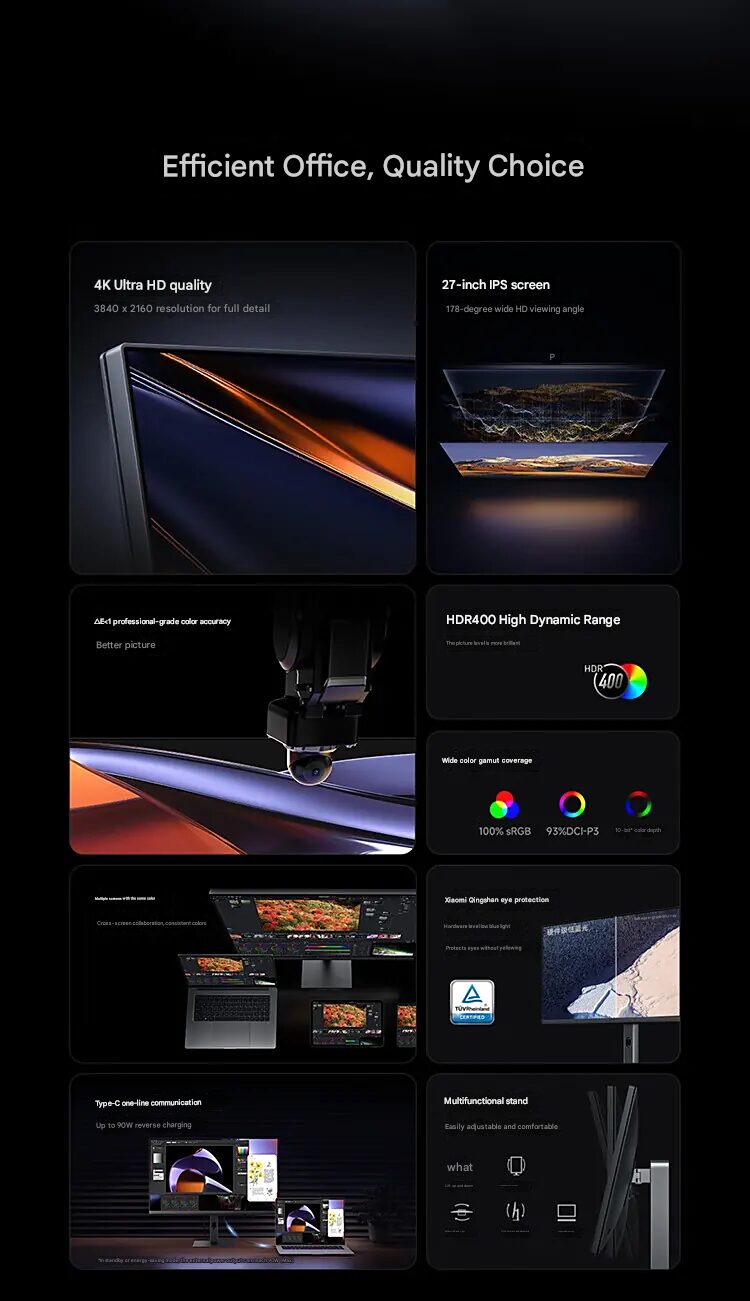 Redmi A27U 4K Monitor con una carga de 90 W-typ-C 4 iniciado Imagen traducida en 63