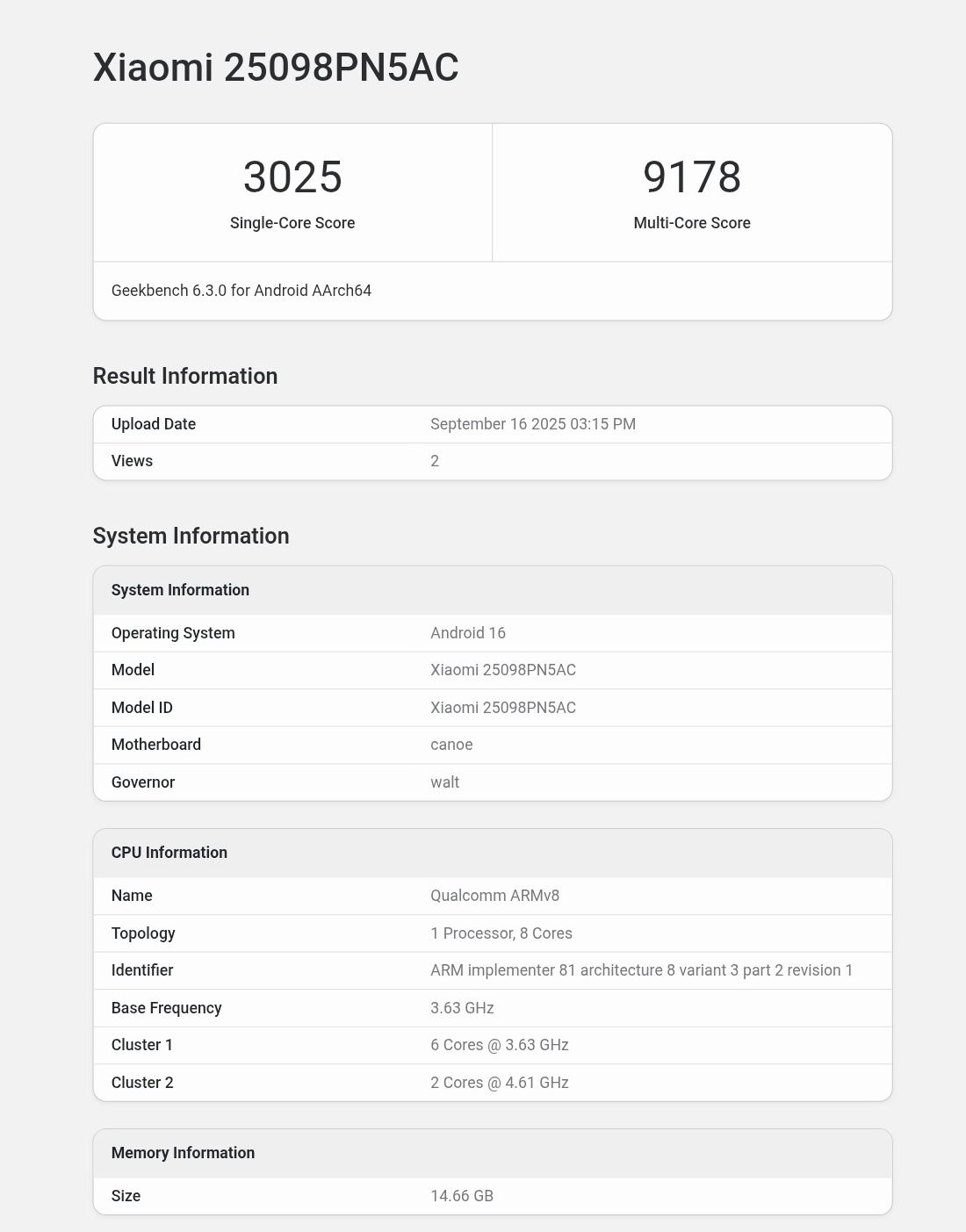 Geekbench revela Xiaomi 17 Pro Potencia máxima: Snapdragon 8 Elite Gen 5 2 G0 TN3SWUAAHR G.