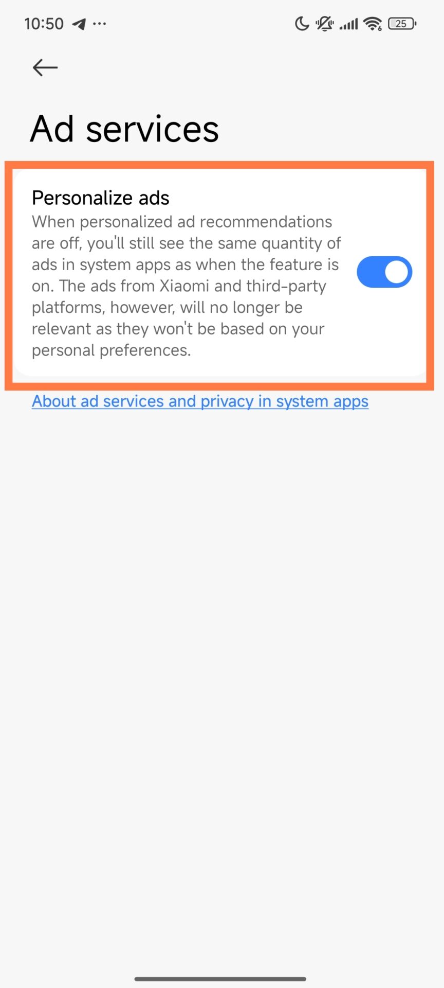 Qué hago primero cuando configuro un nuevo dispositivo Xiaomi como Expert 5 Desactivar servicios de publicidad 1