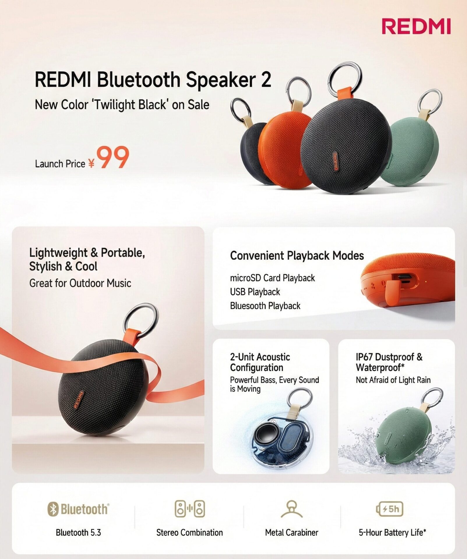 Altavoz Bluetooth REDMI 2 1