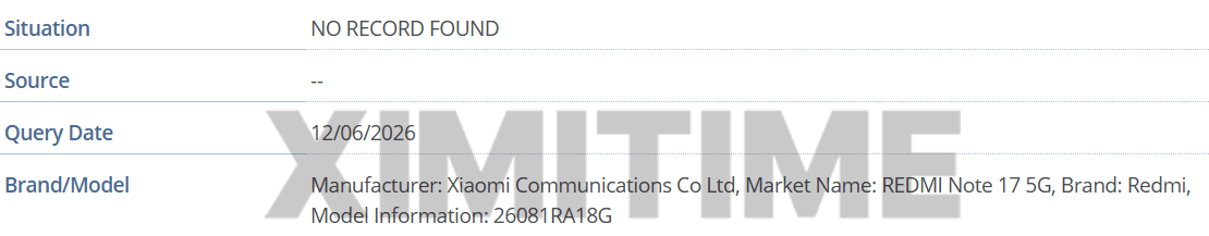 REDMI Note 17 5G aparece en la base de datos GSMA Poco Variante 2