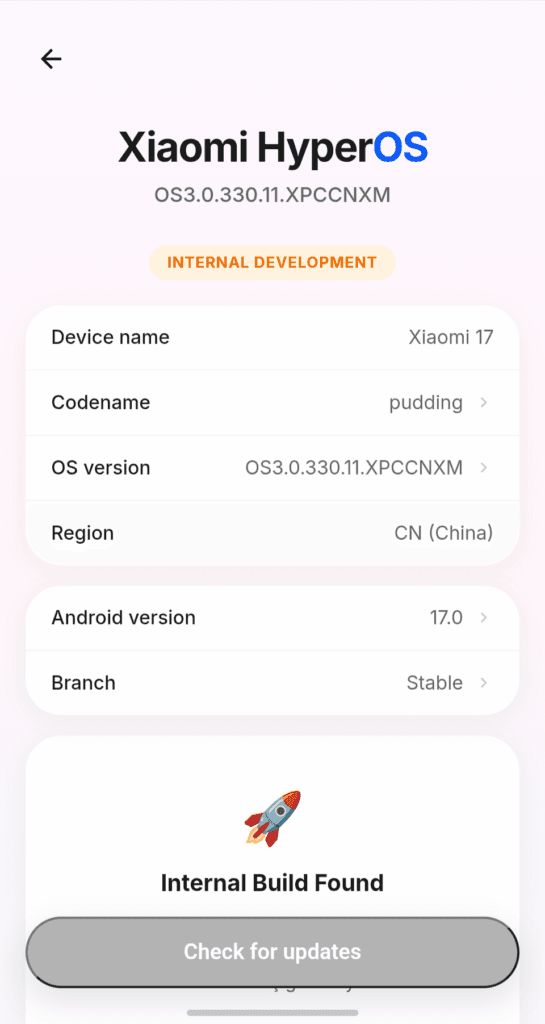 HyperOS 3.3 construcciones internas