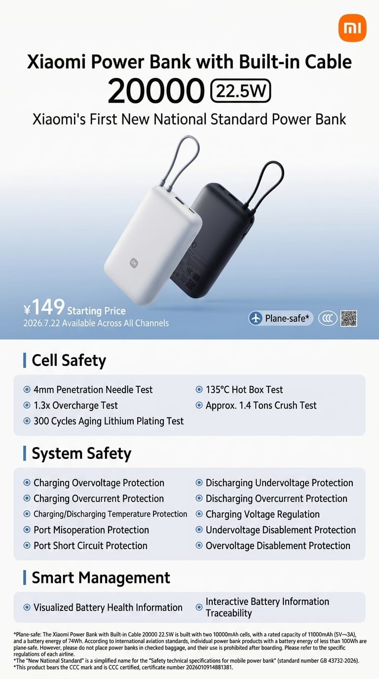 Power bank Xiaomi con cable integrado