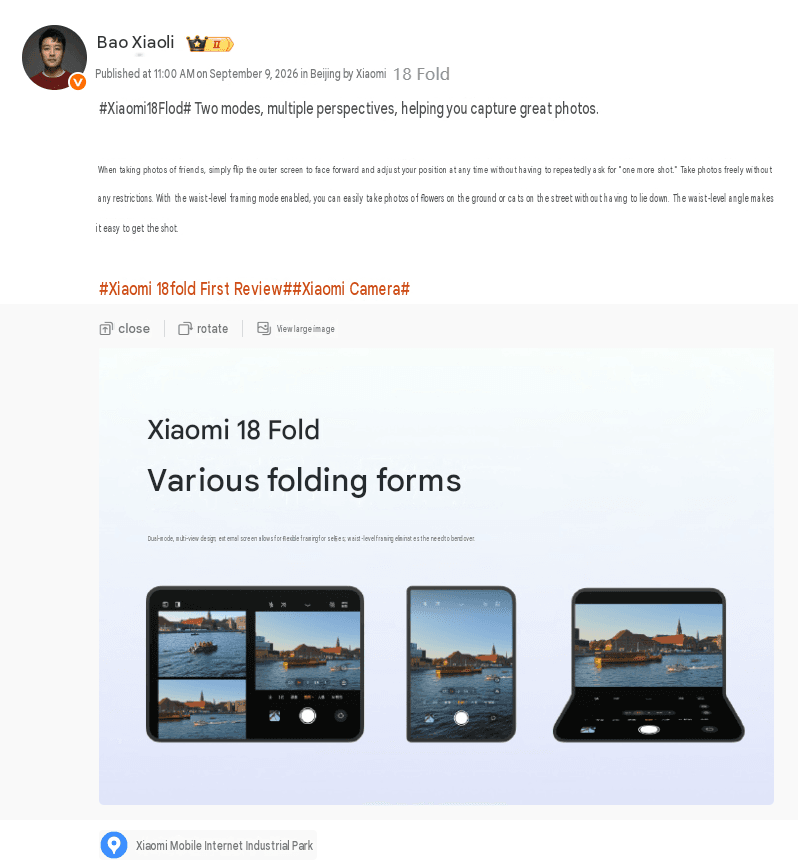 Xiaomi 18 Fold: modo dual y ángulos
