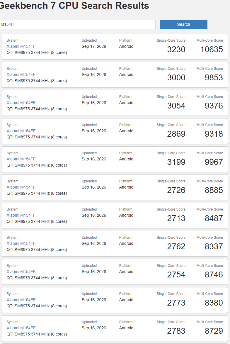 Geekbench Xiaomi 18 Pro