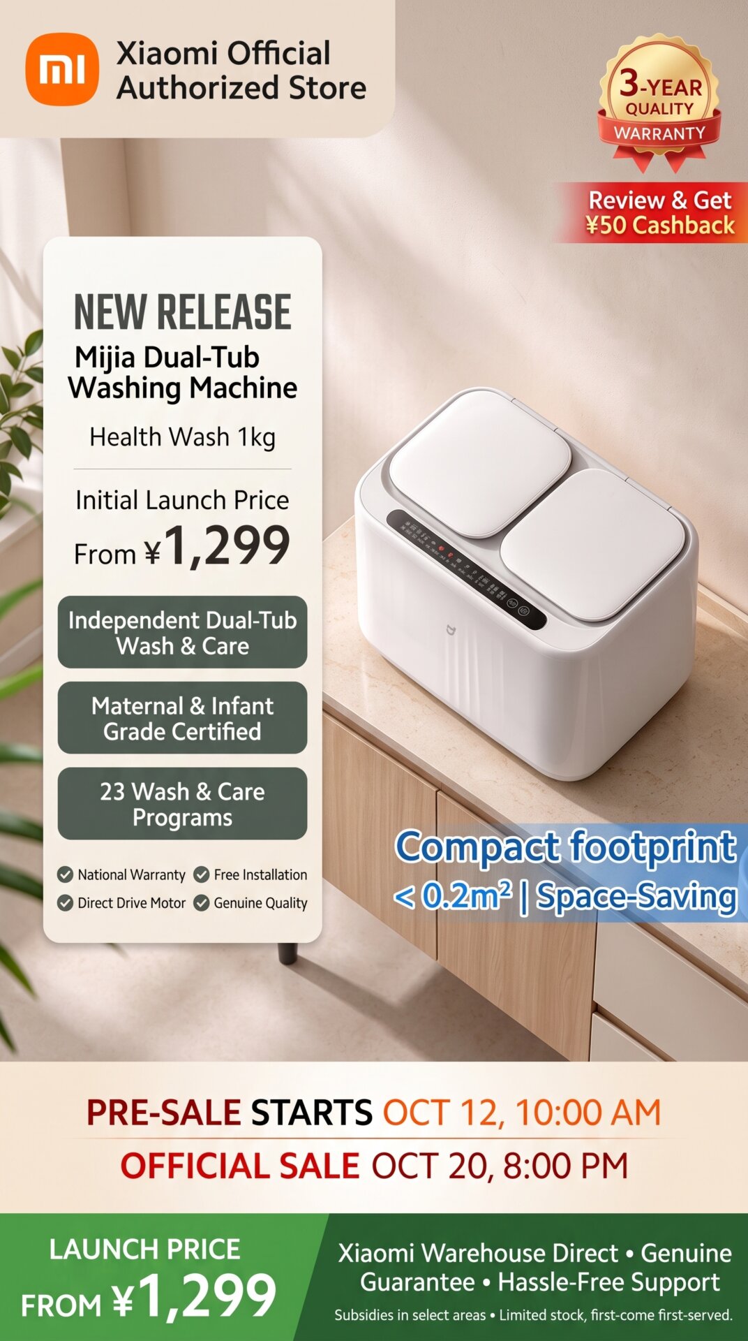 Xiaomi Mijia 1KG Twin Tub Washing Machine
